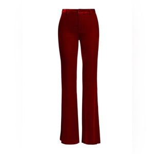L'AGENCE Lane Flared Velvet Red Dahlia Trousers